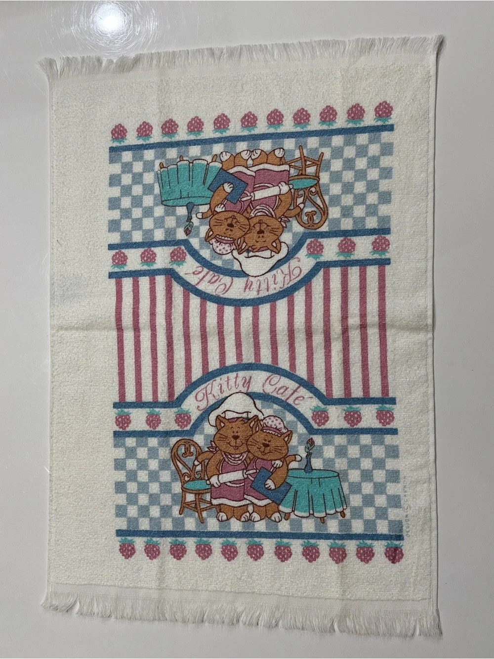 Vintage Cannon Kitty Cafe Fringed Kitchen Towels Pair